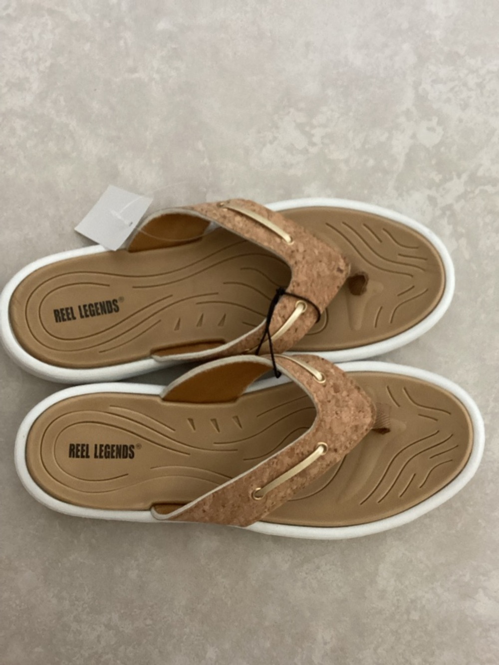 ☀️ NWT Reel Legends Cork Sandals Sz 9 Nautical flip flops non slip bottom - Picture 5 of 6